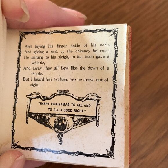 Small Vtg Kurt S Adler “The Night Before Christmas” red wooden book ornament - Picture 4 of 5